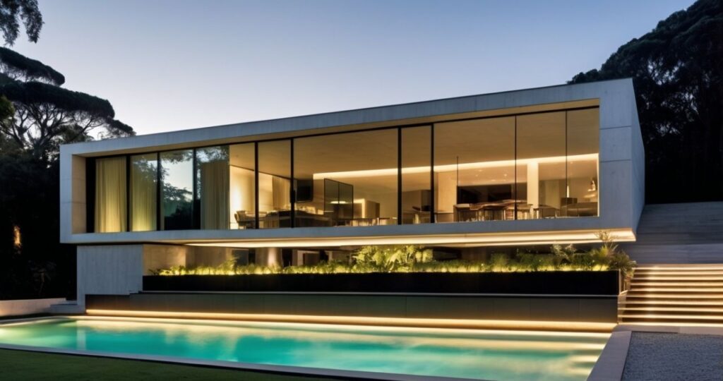 Arquitetura contemporânea de alto padrão com design minimalista e elegante.