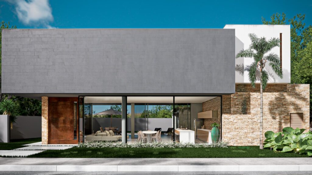 Fachada casa de alto padrão, projeto de arquiteto de alto padrão