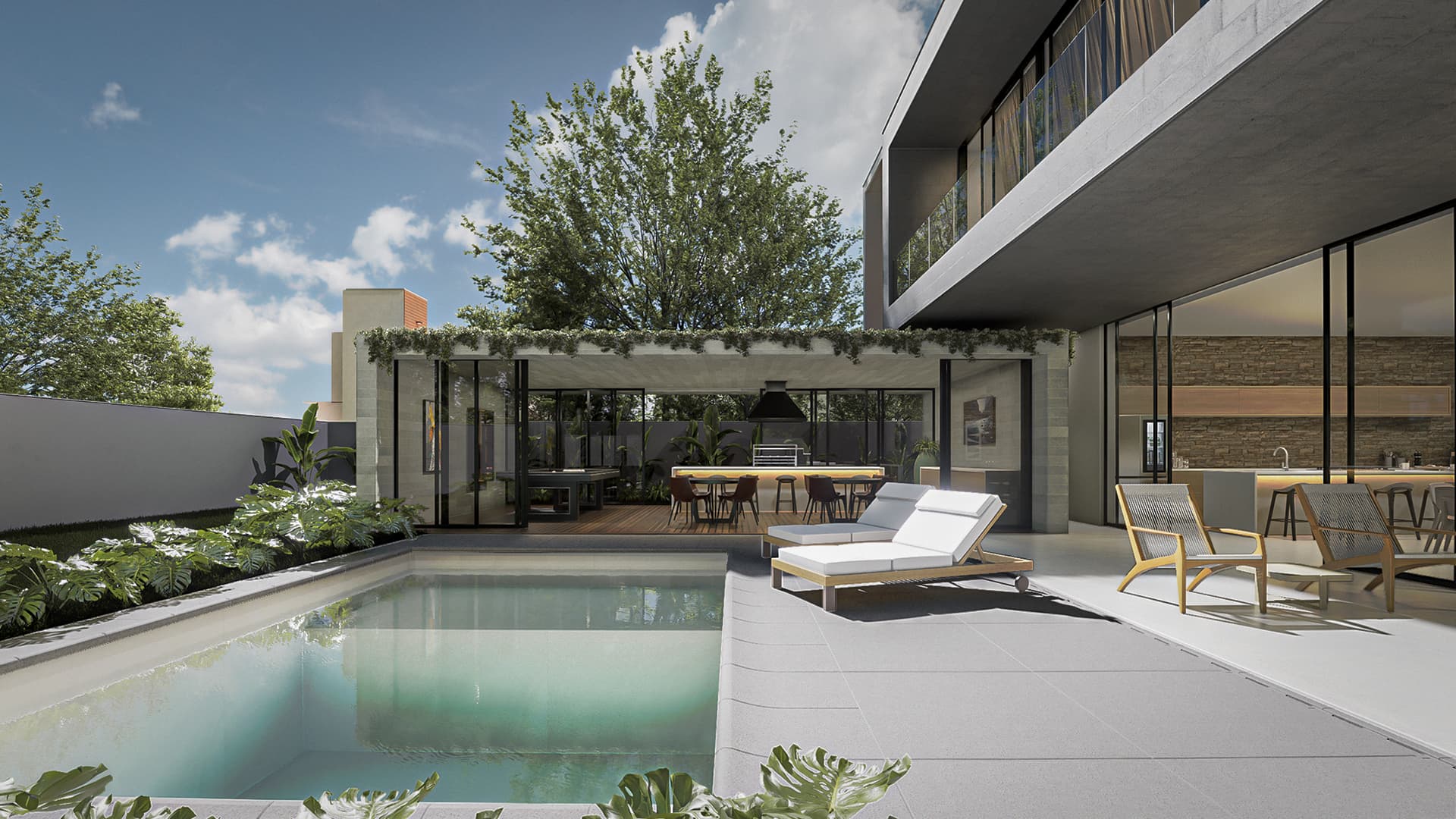 Piscina em casa de alto padrão