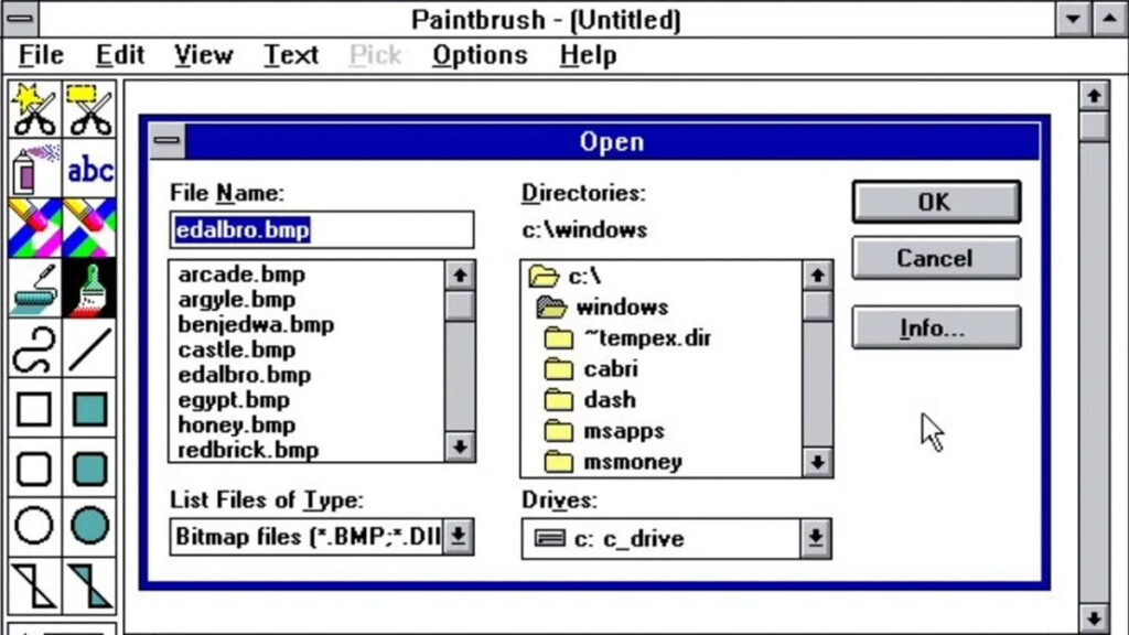 Computador dos anos 1990 com monitor CRT e interface gráfica Windows, a primeira prancheta digital de Raphael Davila.