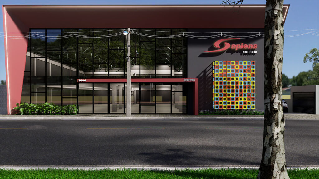 Colégio Sapiens, Umuarama-PR, projeto de arquitetura corporativa desenvolvido pelo escritório Raphael Davila Arquitetura.