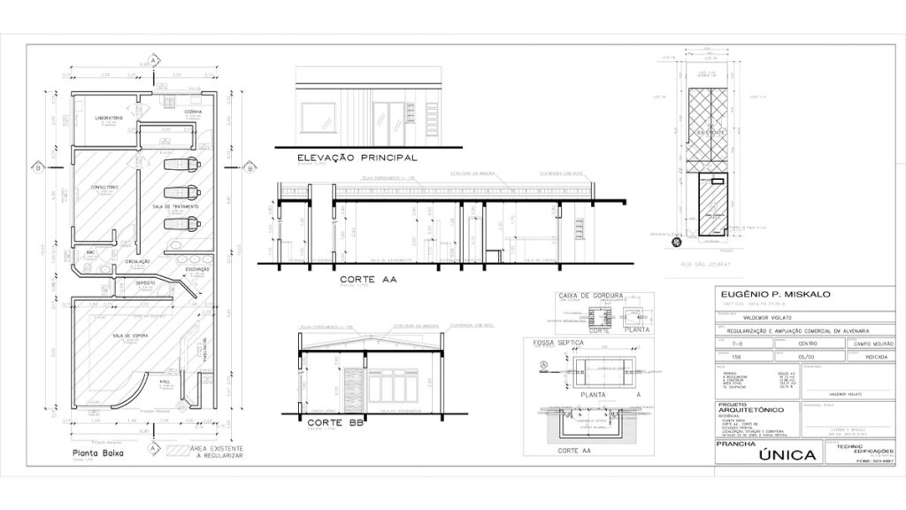 Projeto técnico desenvolvido pelo escritório Technic Edificações de Raphael Davila e Helton Rui em Campo Mourão, 2000.