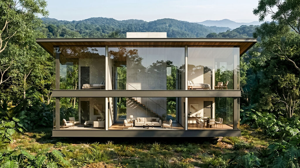 Projeto de sobrado de alto padrão no Morro da Silveira em Garopaba, Santa Catarina, 2022, por Raphael Davila Arquitetura.